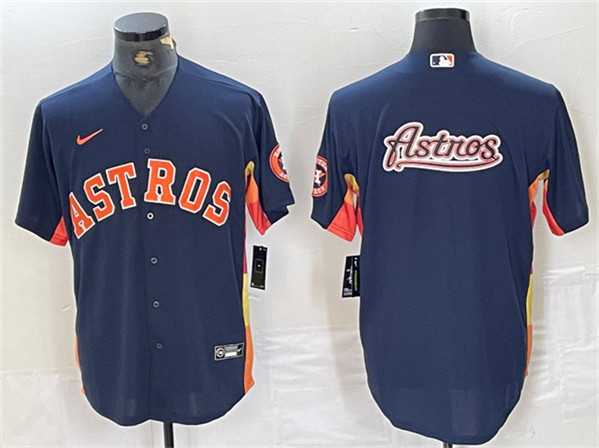 Mens Houston Astros Navy Team Big Logo With Patch Cool Base Stitched Baseball Jerseys